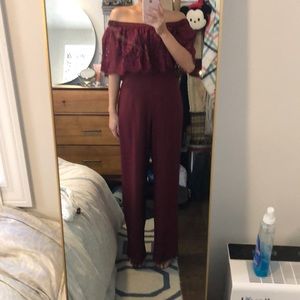 Burgundy lace jumper